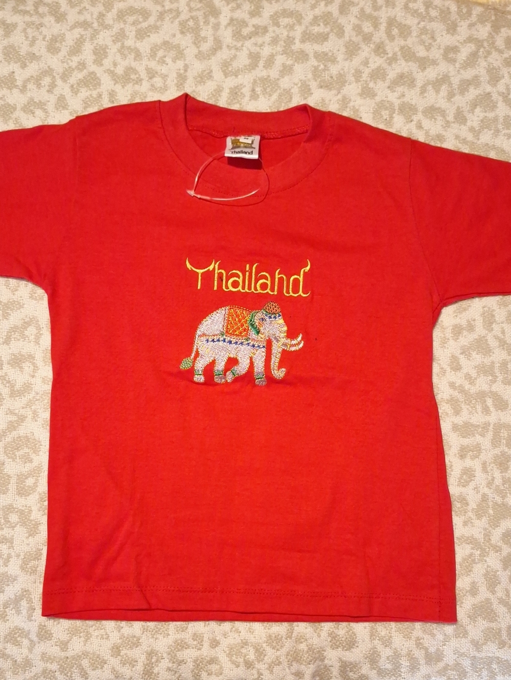 Thailand Red Kids T-Shirt with Embroidered Elephant - Unbranded